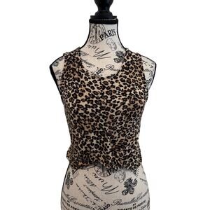 Ambiance Juniors Size Large Ambiance Leopard Print Knot Front Crop Tank Top